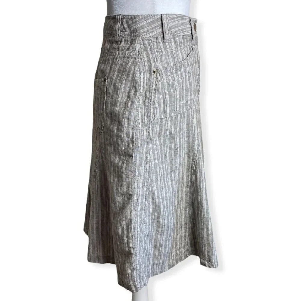 Marks & Spencer 100% Flax Linen Flared Skirt in Coffee Womens Sz UK12/US 14